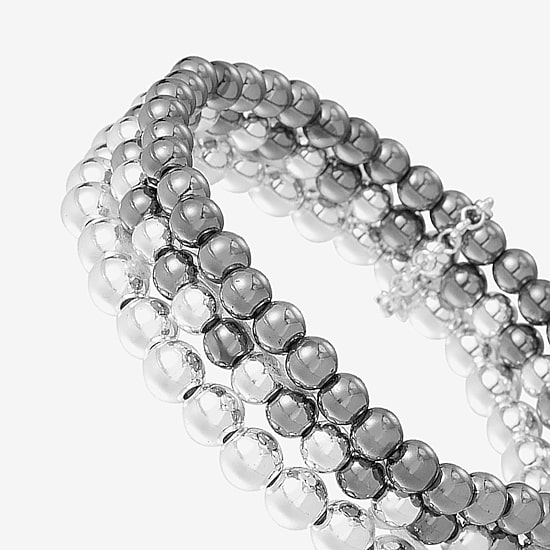 Liz Claiborne Two Tone Beaded Stretch Womens 3-pc. BEADED Bracelet Set