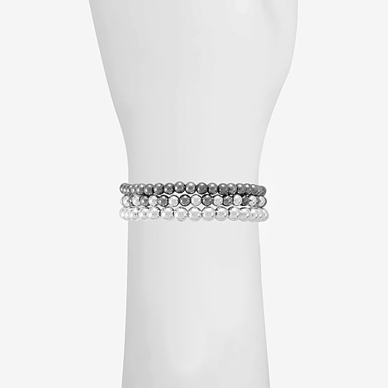 Liz Claiborne Two Tone Beaded Stretch Womens 3-pc. BEADED Bracelet Set