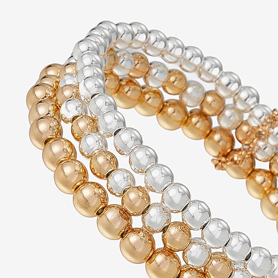 Liz Claiborne Two Tone Beaded Stretch Womens 3-pc. BEADED Bracelet Set