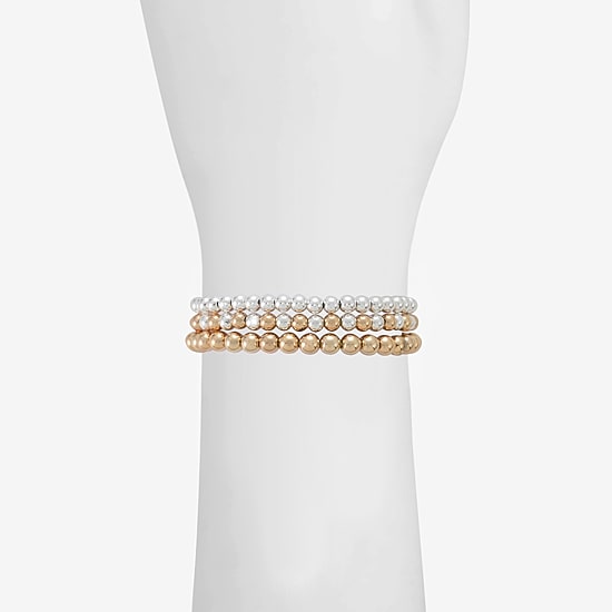 Liz Claiborne Two Tone Beaded Stretch Womens 3-pc. BEADED Bracelet Set