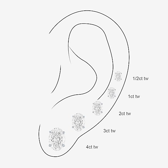 ( E-F /SI1-SI2 ) 1/2 CT. T.W. Lab-Grown Diamond 10K Gold 5.1mm Oval Stud Earrings