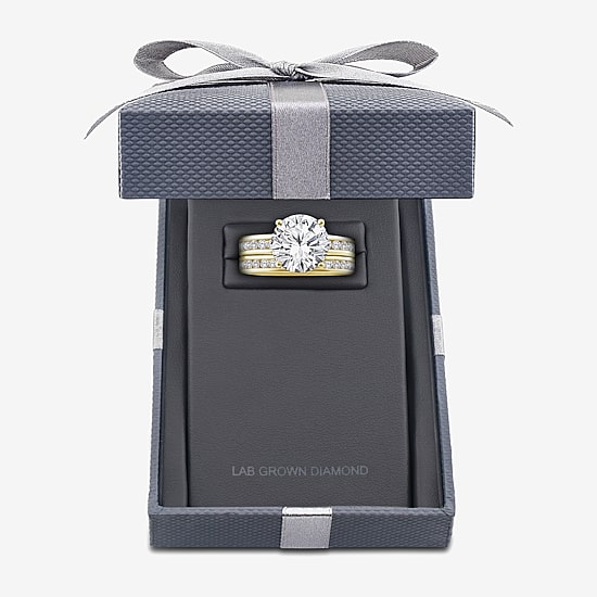 Grown Gorgeous Vs2, F Womens 4 1/4 CT. T.W. Lab Grown White Diamond 14K Gold or Platinum Round Side Stone Bridal Set