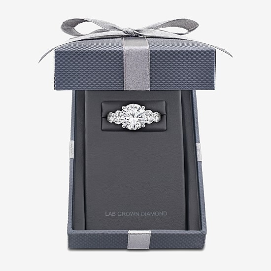 Grown Gorgeous (F, Vs2) Womens 4 7/8 Ct. T.W. Lab Grown White Diamond 14K Gold or Platinum Round Side Stone 5-Stone Engagement Ring
