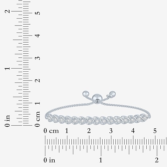 Heart (G-H / Si2 I1) Womens 1/10 CT. T.W. Lab Grown White Diamond 14K Gold Over Silver Sterling Silver Heart Bolo Bracelet