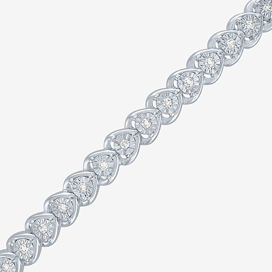Heart (G-H / Si2 I1) Womens 1/10 CT. T.W. Lab Grown White Diamond 14K Gold Over Silver Sterling Silver Heart Bolo Bracelet