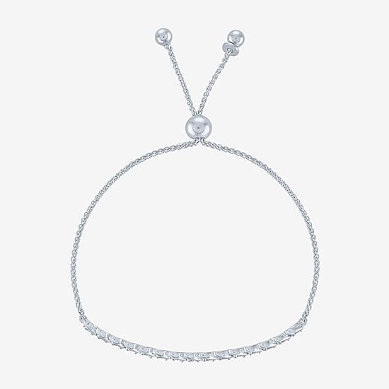 Heart (G-H / Si2 I1) Womens 1/10 CT. T.W. Lab Grown White Diamond 14K Gold Over Silver Sterling Silver Heart Bolo Bracelet