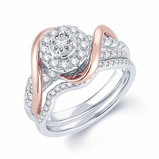 1 CT.T.W. Natural Diamond 14K Two-Tone Gold Engagement Ring