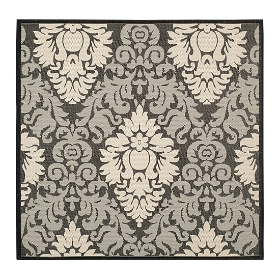 Safavieh Courtyard Collection Louise Damask Indoor/Outdoor Square Area Rug