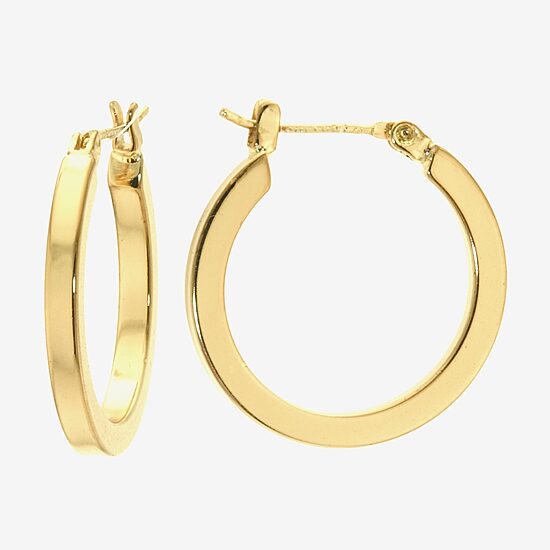 Silver Reflections Womens 24K Gold Over Brass 23mm Hoop Earrings
