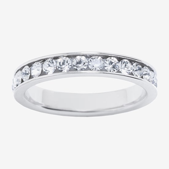 Sparkle Allure Womens Crystal Pure Silver Over Brass Band