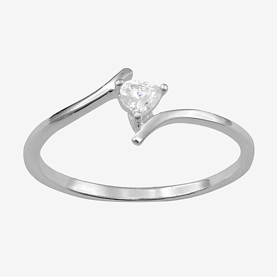 Itsy Bitsy Womens Sterling Silver Heart Bypass  Delicate Band