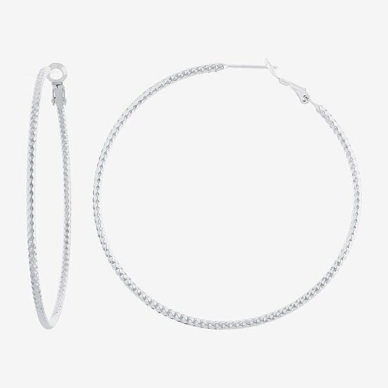 Silver Reflections Womens Hoop Earrings