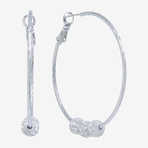 Sparkle Allure Womens Crystal 46.2mm Round Hoop Earrings, One Size