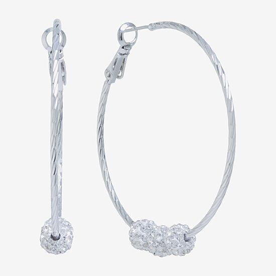 Sparkle Allure Womens Crystal 46.2mm Round Hoop Earrings