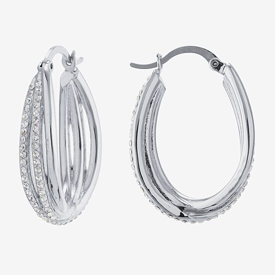 Sparkle Allure Womens Crystal 30mm Hoop Earrings