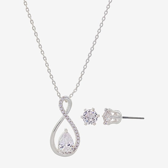Sparkle Allure Womens Cubic Zirconia Pure Silver Over Brass Infinity 2-pc. Jewelry Set