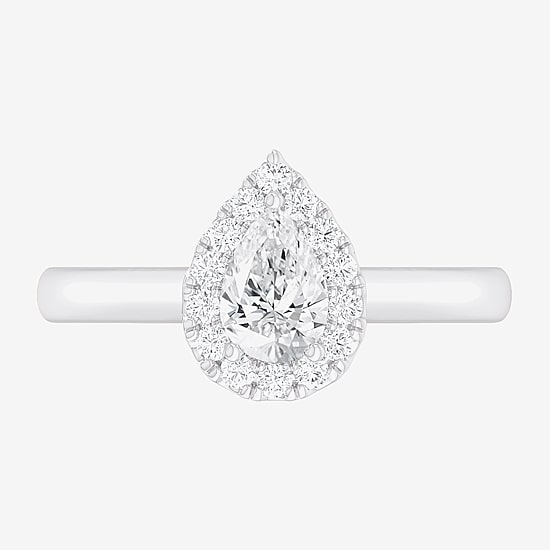 (G-H/SI1-SI2) Womens 1 CT. T.W. Lab Grown White Diamond 10K Gold Pear Halo Engagement Ring
