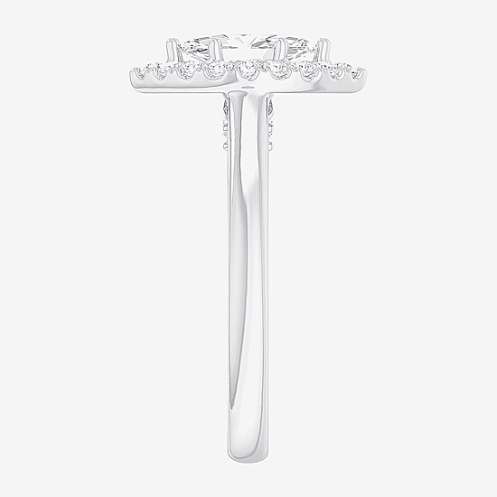 (G-H/SI1-SI2) Womens 1 CT. T.W. Lab Grown White Diamond 10K Gold Marquise Halo Engagement Ring