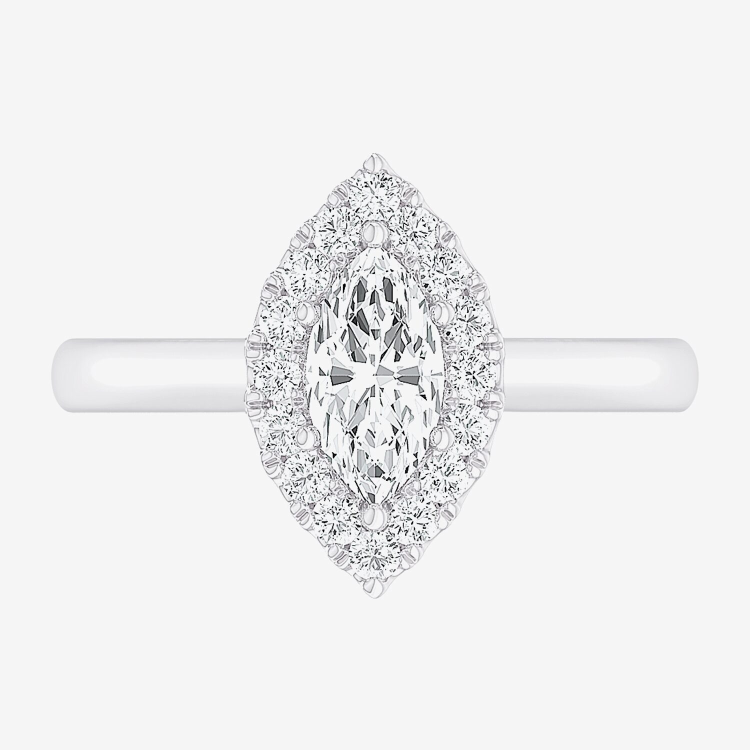 (G-H/SI1-SI2) Womens 1 CT. T.W. Lab Grown White Diamond 10K Gold Marquise Halo Engagement Ring