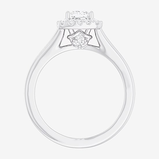 (G-H/SI1-SI2) Womens 1 CT. T.W. Lab Grown White Diamond 10K Gold Cushion Halo Engagement Ring