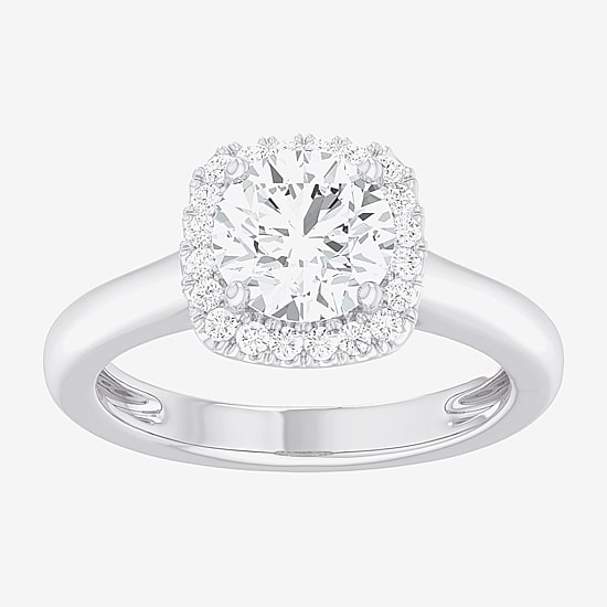 (G-H/SI1-SI2) Womens 1 3/4 CT. T.W. Lab Grown White Diamond 10K Gold Cushion Halo Engagement Ring