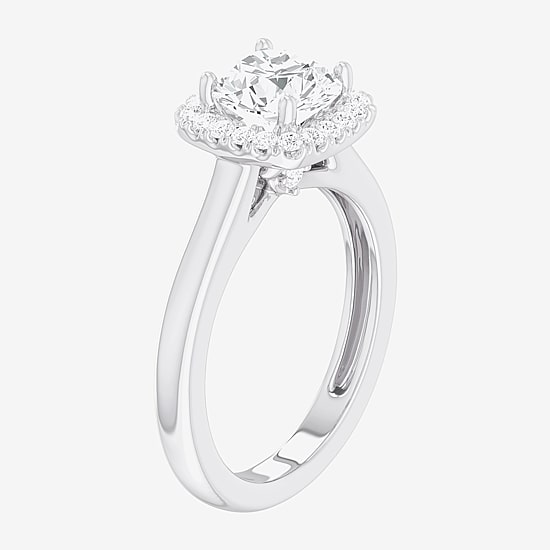 (G-H/SI1-SI2) Womens 1 3/4 CT. T.W. Lab Grown White Diamond 10K Gold Cushion Halo Engagement Ring