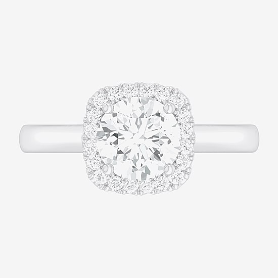 (G-H/SI1-SI2) Womens 1 3/4 CT. T.W. Lab Grown White Diamond 10K Gold Cushion Halo Engagement Ring
