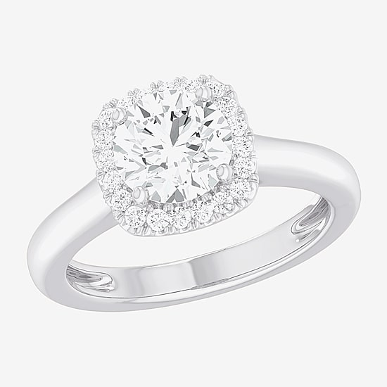 (G-H/SI1-SI2) Womens 1 3/4 CT. T.W. Lab Grown White Diamond 10K Gold Cushion Halo Engagement Ring