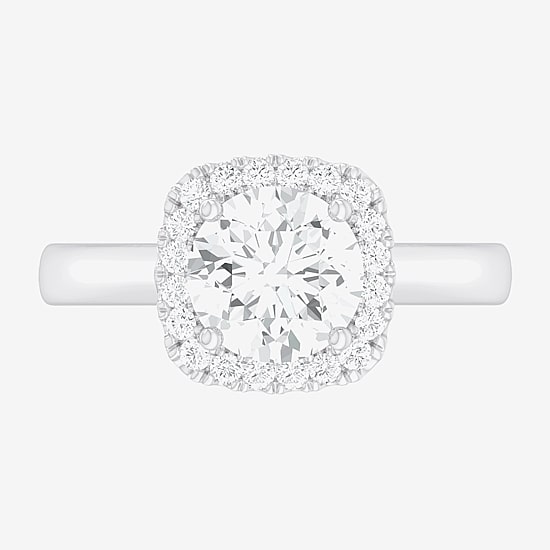 (G-H/SI1-SI2) Womens 2 1/4 CT. T.W. Lab Grown White Diamond 10K Gold Cushion Halo Engagement Ring