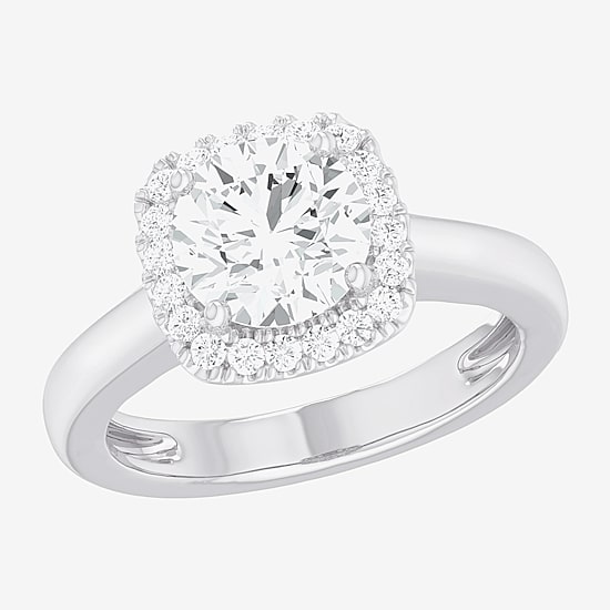 (G-H/SI1-SI2) Womens 2 1/4 CT. T.W. Lab Grown White Diamond 10K Gold Cushion Halo Engagement Ring
