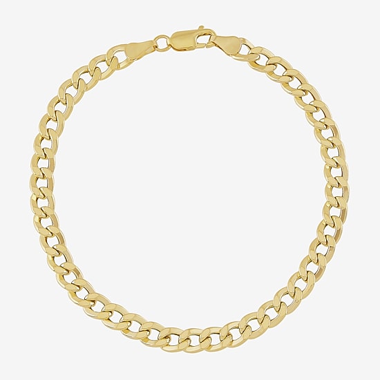 Mens 10K Gold 8.5 - 10 Inch 6mm Semi-Solid Curb Bracelet