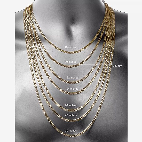 14K Yellow Gold 3.6 MM Curb Necklace