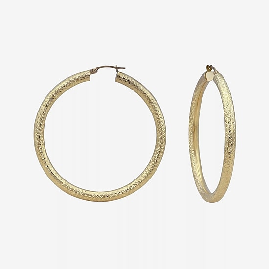 14K Yellow Gold Diamond-Cut 50mm Hoop Earrings