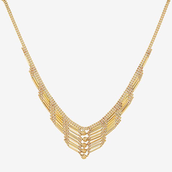 Womens 14K Gold 17 Inch Beaded Necklace
