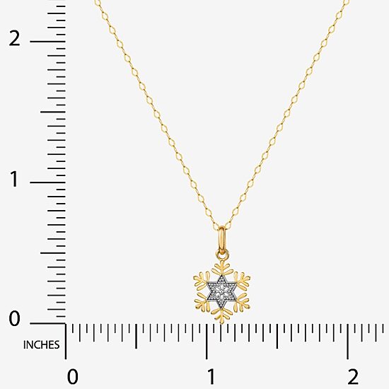 Disney Collection Made in Italy Girls 14K Gold Snowflake 15 Inch Pendant Necklace