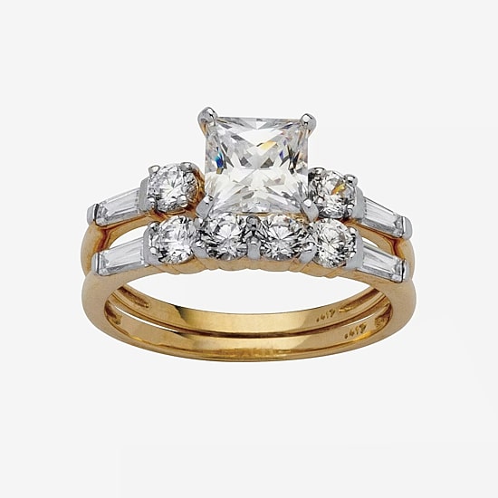 DiamonArt® Womens 2 1/2 CT. T.W. White Cubic Zirconia 10K Gold Bridal Set