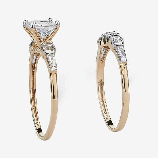 DiamonArt® Womens 2 1/2 CT. T.W. White Cubic Zirconia 10K Gold Bridal Set