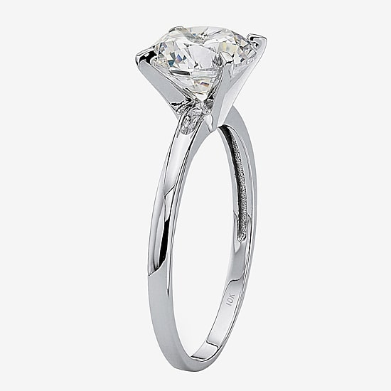 DiamonArt® Womens 2 CT. T.W. White Cubic Zirconia 10K White Gold Engagement Ring