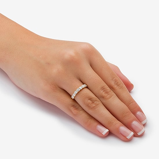 DiamonArt® 2MM 3/4 CT. T.W. White Cubic Zirconia 10K Gold Band