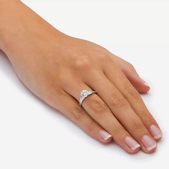 DiamonArt® Womens 2 1/5 CT. T.W. White Cubic Zirconia 10K White Gold Engagement Ring