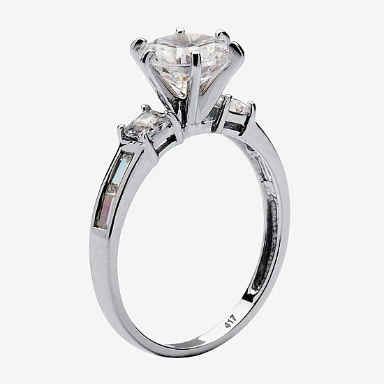 DiamonArt® Womens 2 1/5 CT. T.W. White Cubic Zirconia 10K White Gold Engagement Ring