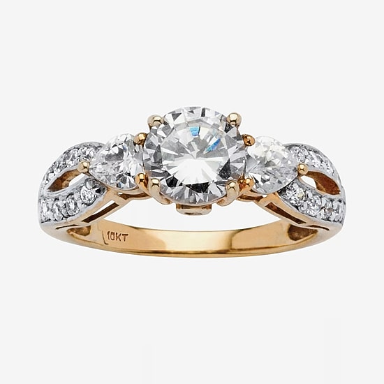 DiamonArt® Womens 2 1/4 CT. T.W. White Cubic Zirconia 10K Gold Engagement Ring