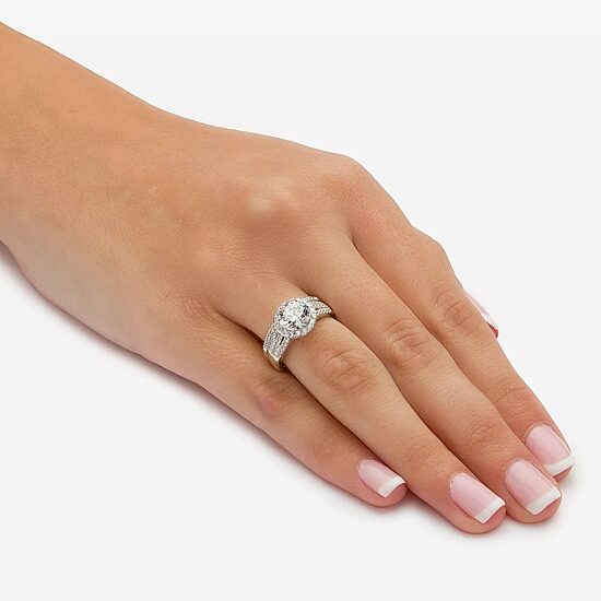 DiamonArt® Womens 2 1/2 CT. T.W. White Cubic Zirconia 10K White Gold Bridal Set