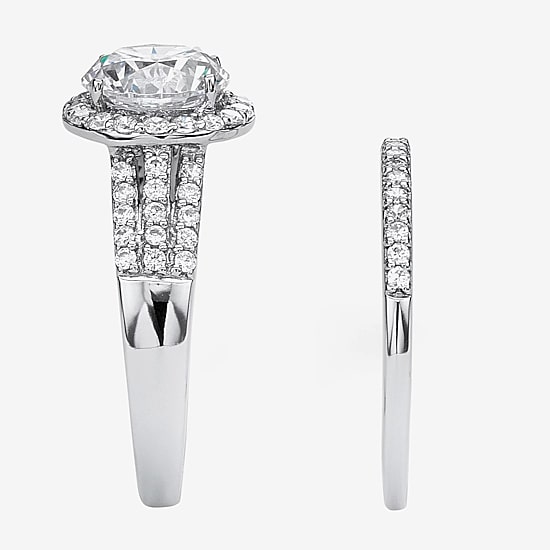 DiamonArt® Womens 2 1/2 CT. T.W. White Cubic Zirconia 10K White Gold Bridal Set