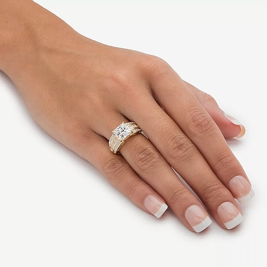 DiamonArt® Womens 2 3/4 CT. T.W. White Cubic Zirconia 10K Gold Engagement Ring