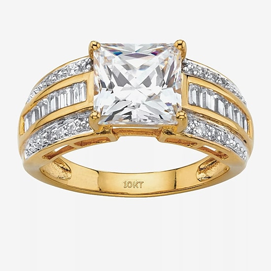 DiamonArt® Womens 2 3/4 CT. T.W. White Cubic Zirconia 10K Gold Engagement Ring