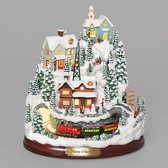 Roman 9" Lighted Mountain Plays Music Christmas Tabletop Decor