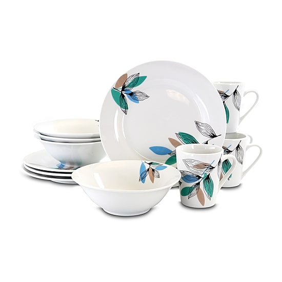 Gibson Vineyard Blue 12-pc. Fine Ceramic Dinnerware Set