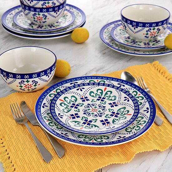 Gibson Laurie Gates Hand Painted Terra Mix 12-pc. Stoneware Dinnerware Set