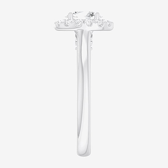 (G-H/SI1-SI2) Womens 1 CT. T.W. Lab Grown White Diamond 10K Gold Oval Halo Engagement Ring
